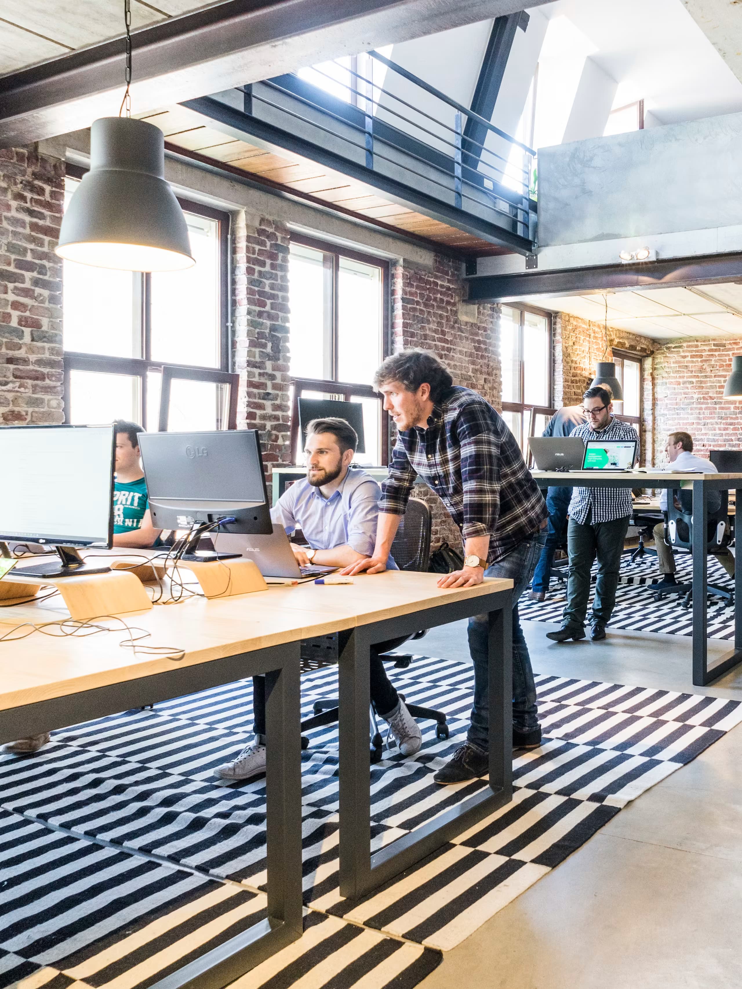 Team members collaborating in an office